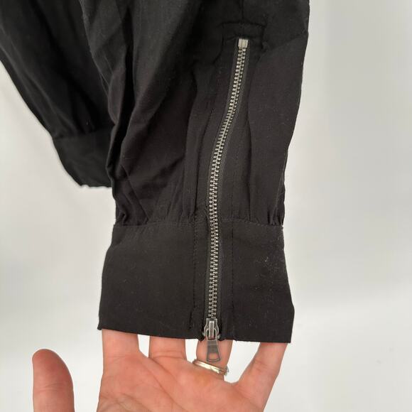 SPLENDID Black Long Sleeves Split Neck Pocket Elastic Waist Jumpsuit // S - Picture 6 of 10